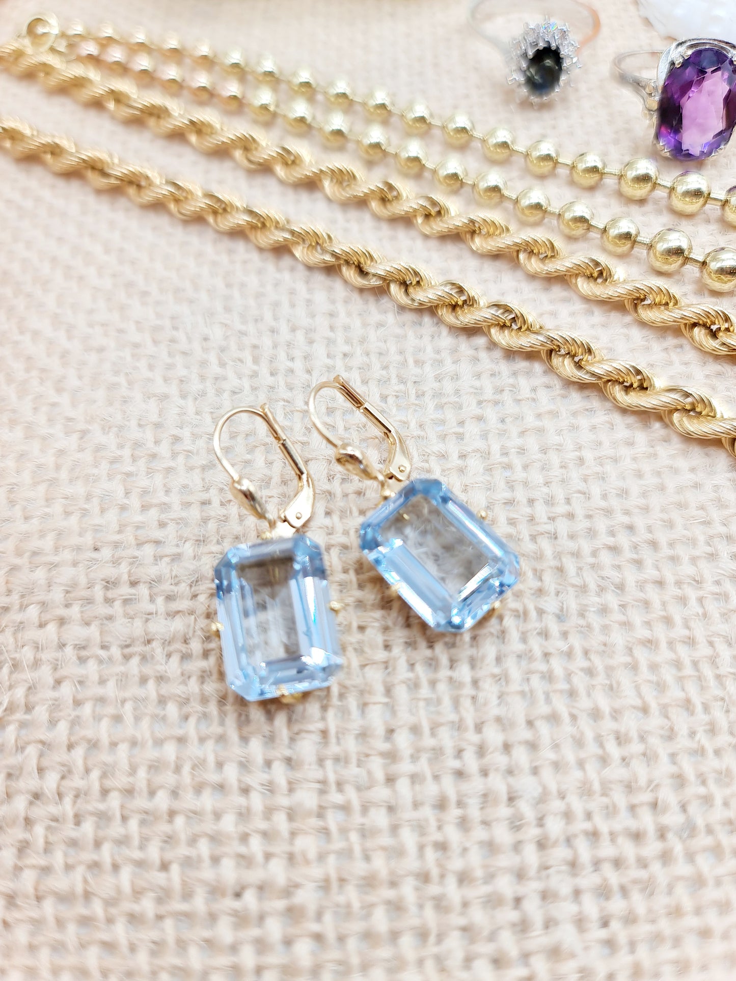 Ohrringe blauer Spinell 585 14 KT Gold