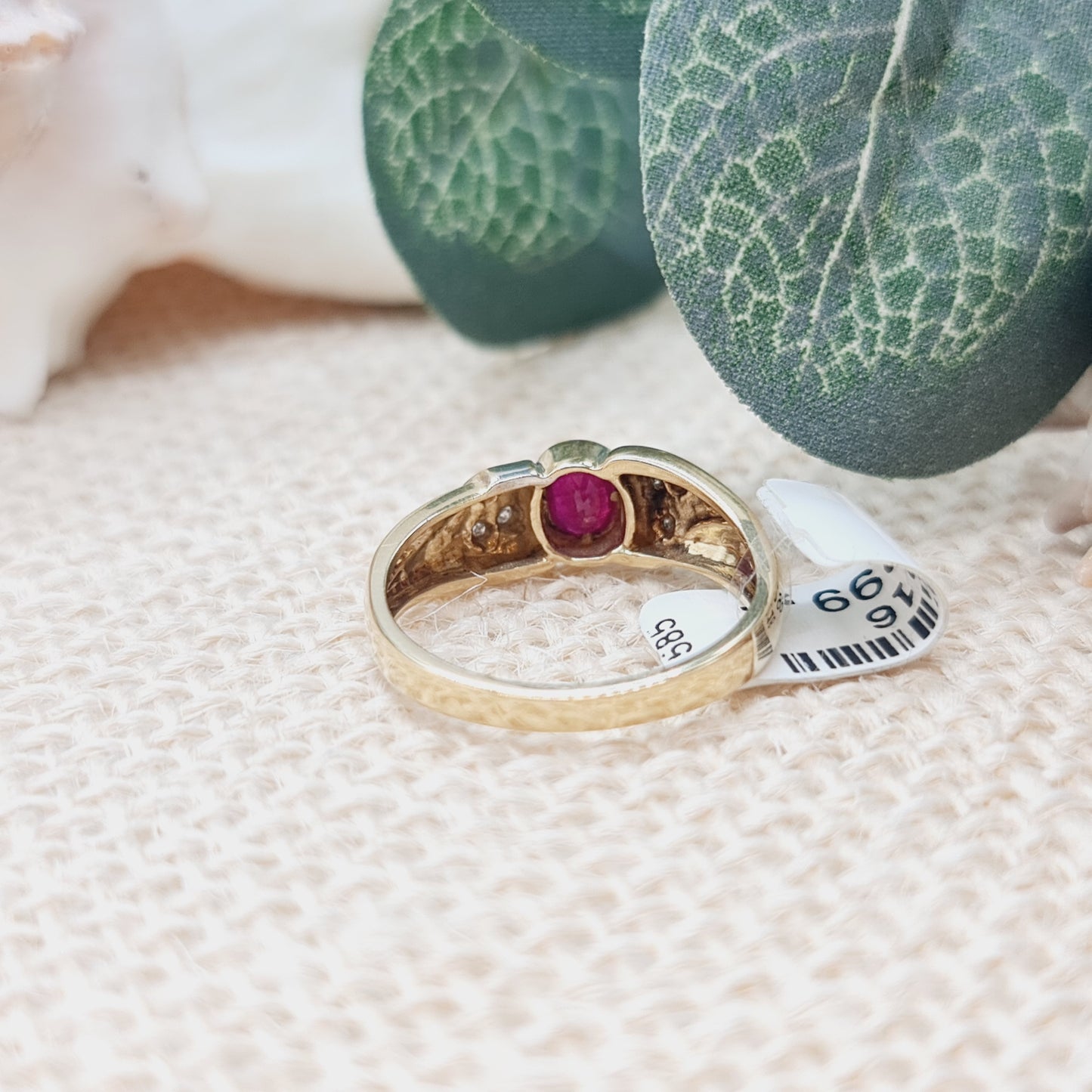 Ring Rubin 6 Brillanten 0,04ct 585 14KT Gold Gr. 56