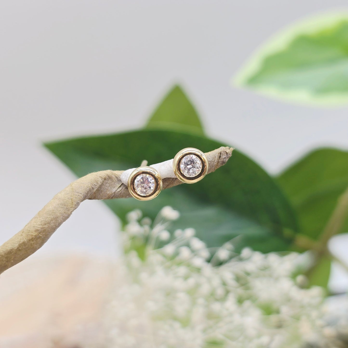 Ohrstecker mit Solitär Brillanten ca. 0,20ct aus 585 14kt Gelbgold