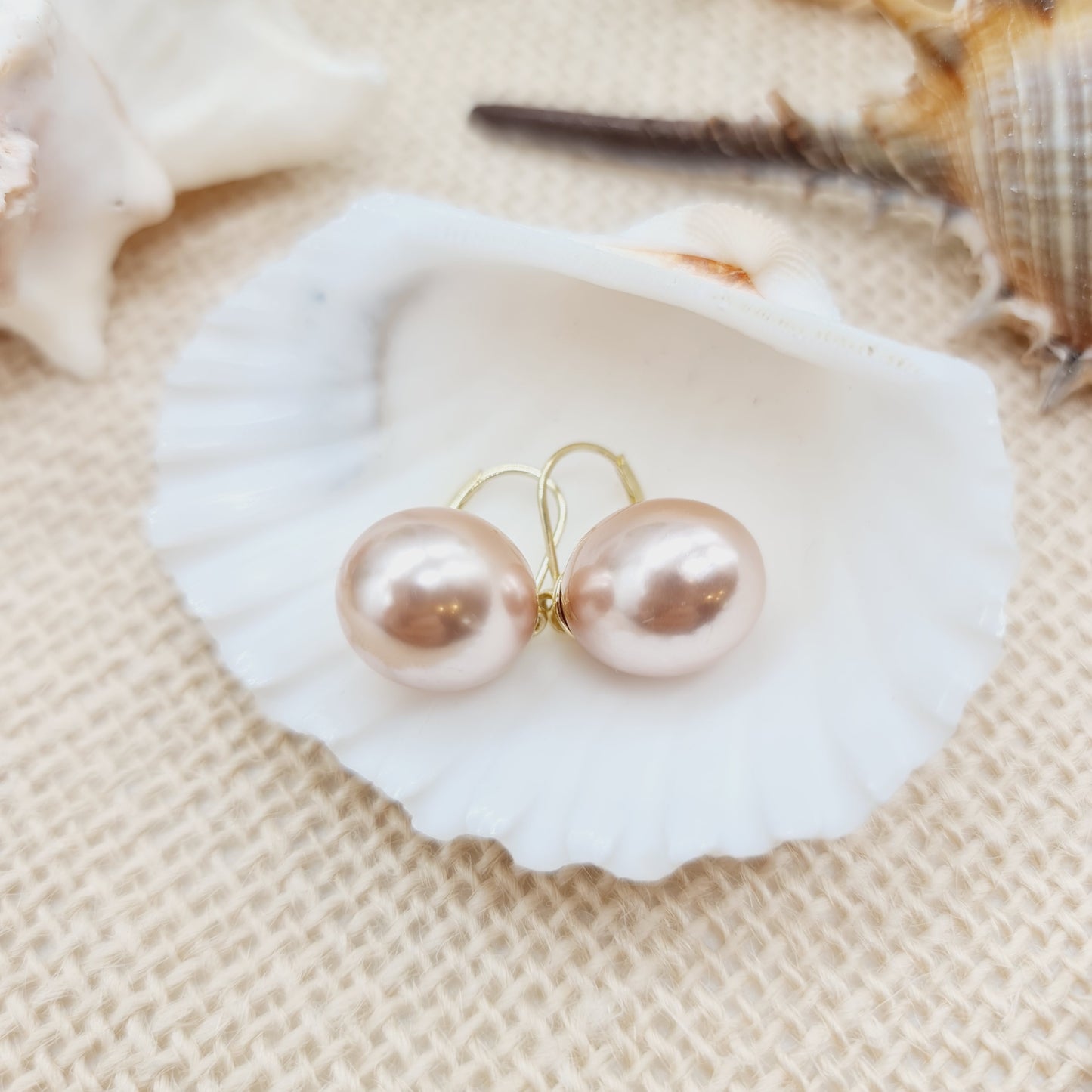 Ohrringe 585 14 KT Gold Perlen Rosé
