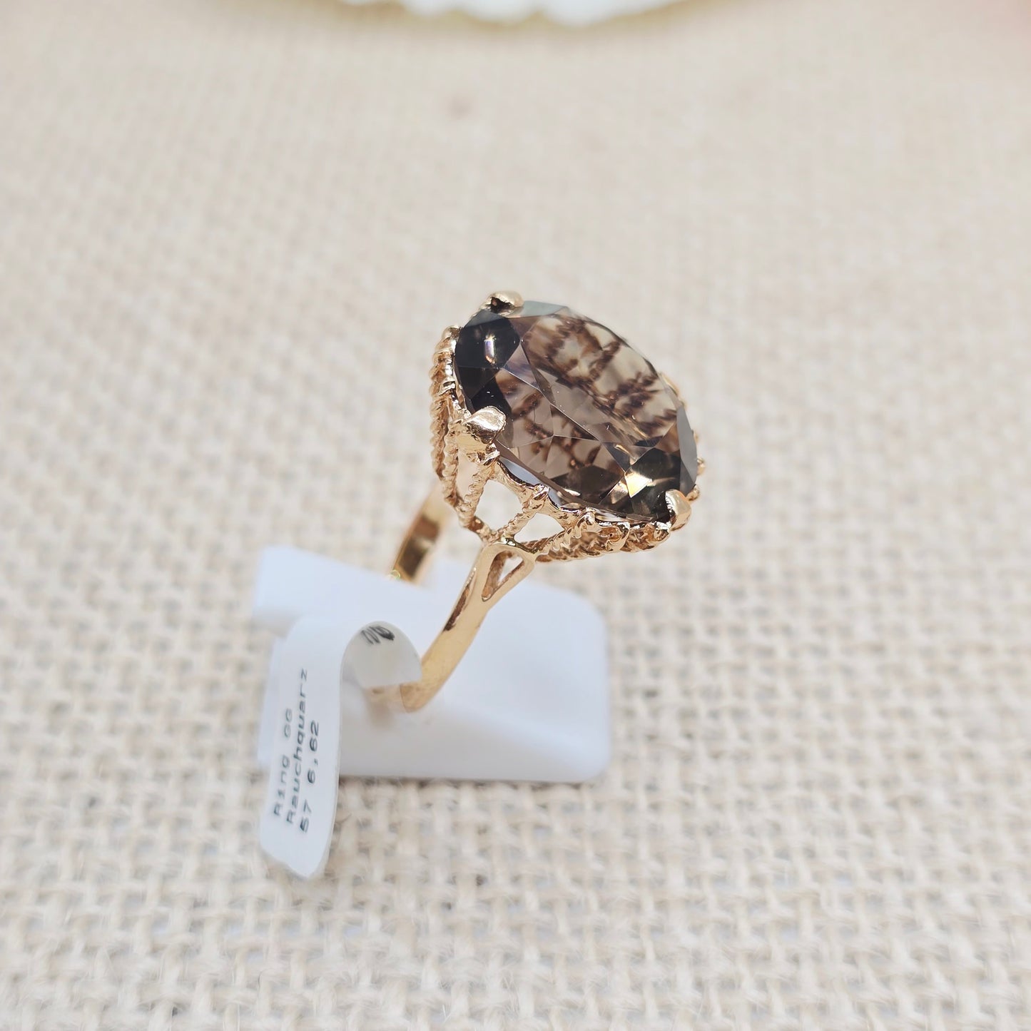 Ring Rauchquarz 750 18 KT Gold Gr. 57