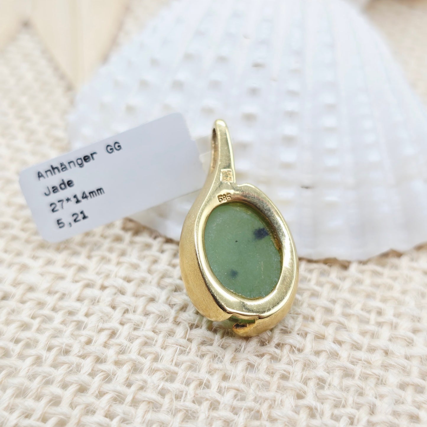 Anhänger Gold 585 14kt Jade Gr: 27*14mm