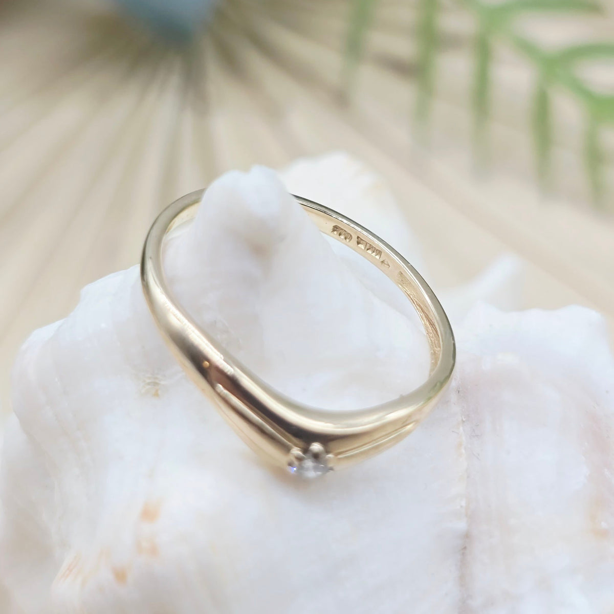 Gold Ring 1 Brillant 0,02ct 585 14KT Gold Gr: 55 (17,5mm) 1,43g