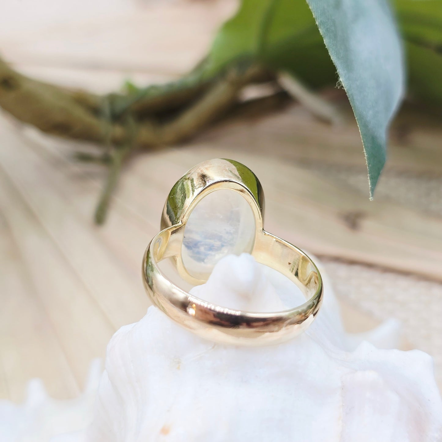 Ring Gold 585 14 KT Mondstein Gr: 58