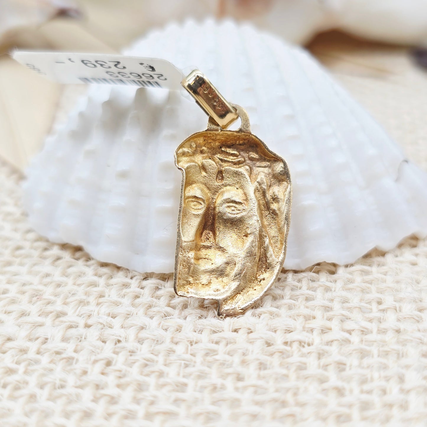 Anhänger Gold 585 14kt Jesus Kopf Gr: 32*14mm