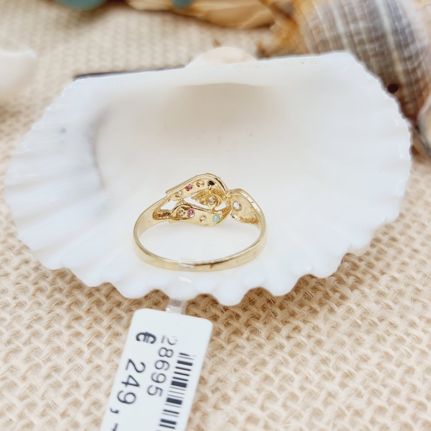 Ring Gold 585 Smaragd,Rubin,Zirkonia 14kt Gr: 56