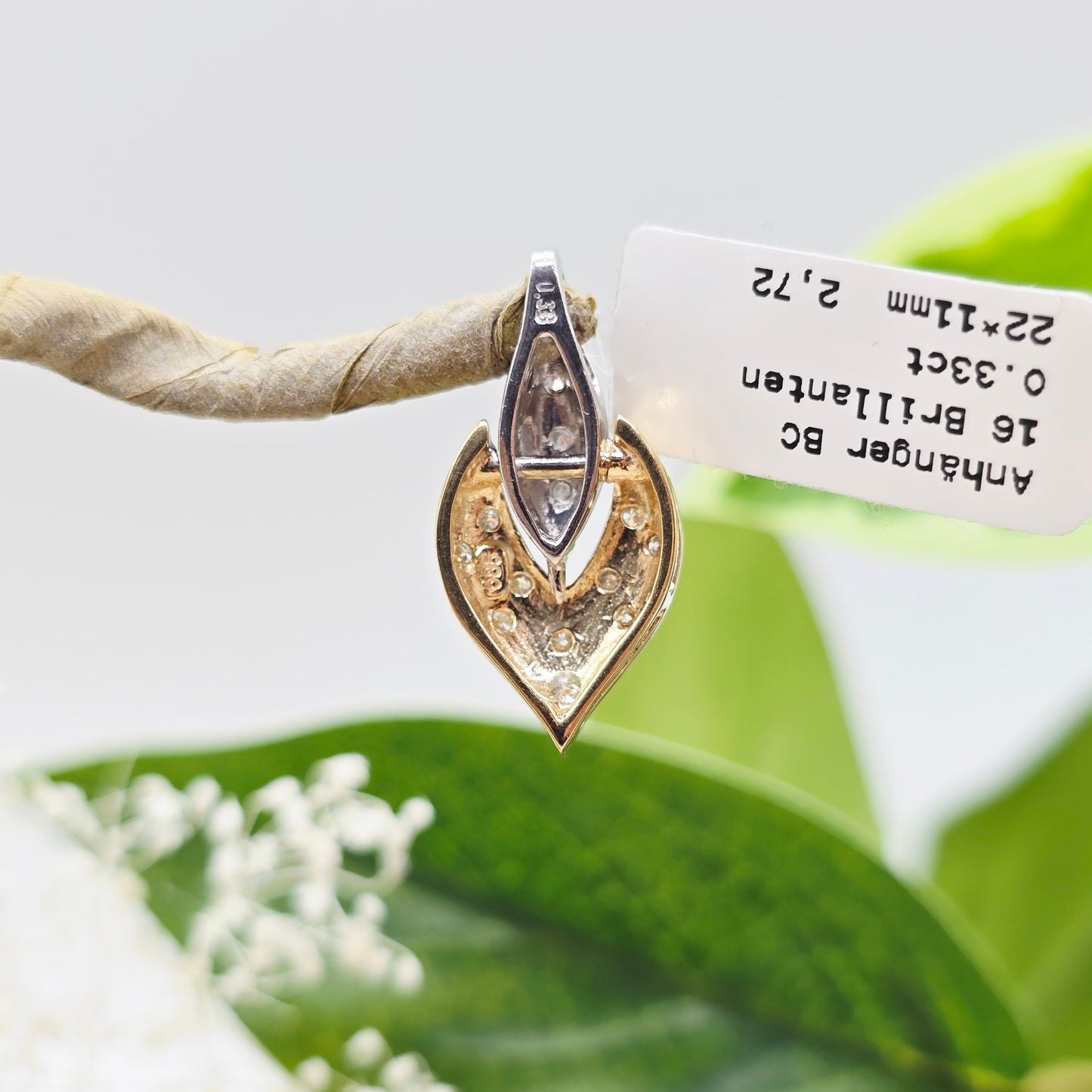 Anhänger Gold BC 585 14kt 16 Brillanten 0,33ct Gr: 22*11mm