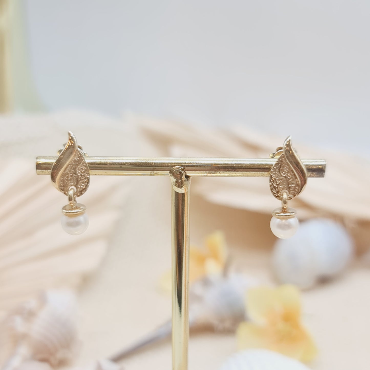 Ohrringe mit Perlenanhänger 585 14 KT Gelbgold