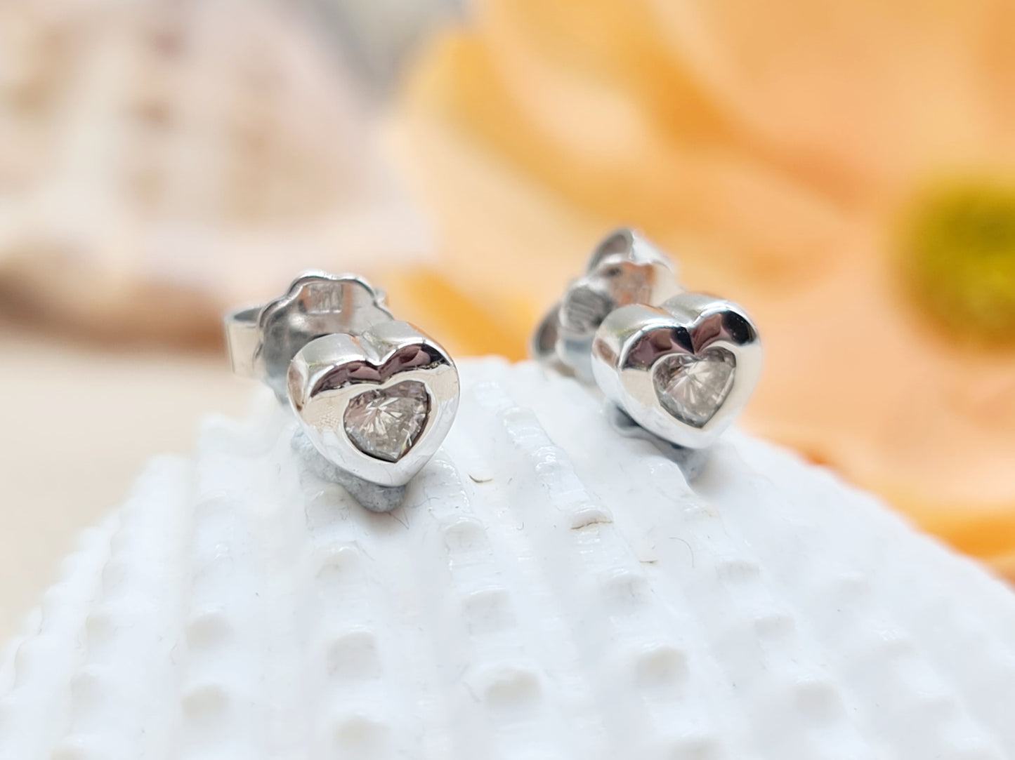 Ohrringe Ohrstecker Herz Diamanten 750 18 KT Weißgold
