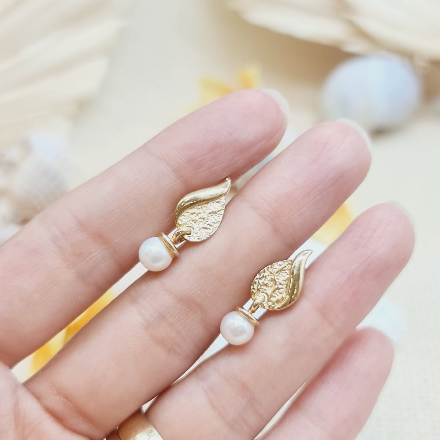 Ohrringe mit Perlenanhänger 585 14 KT Gelbgold
