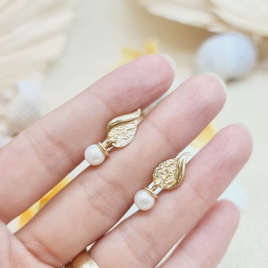 Ohrringe mit Perlenanhänger 585 14 KT Gelbgold