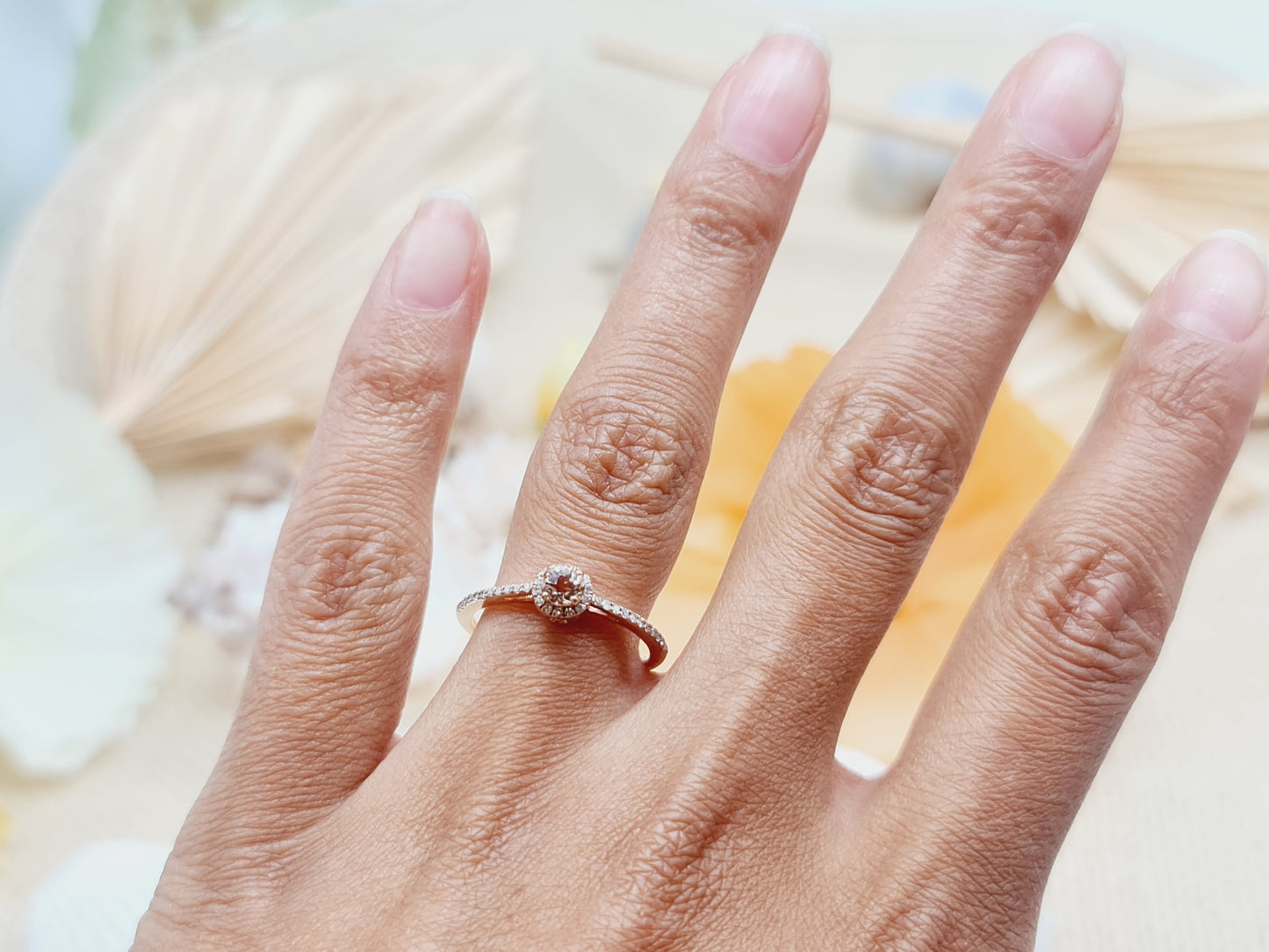 Ring Solitär Morganit Brillanten 417 10 KT Rotgold