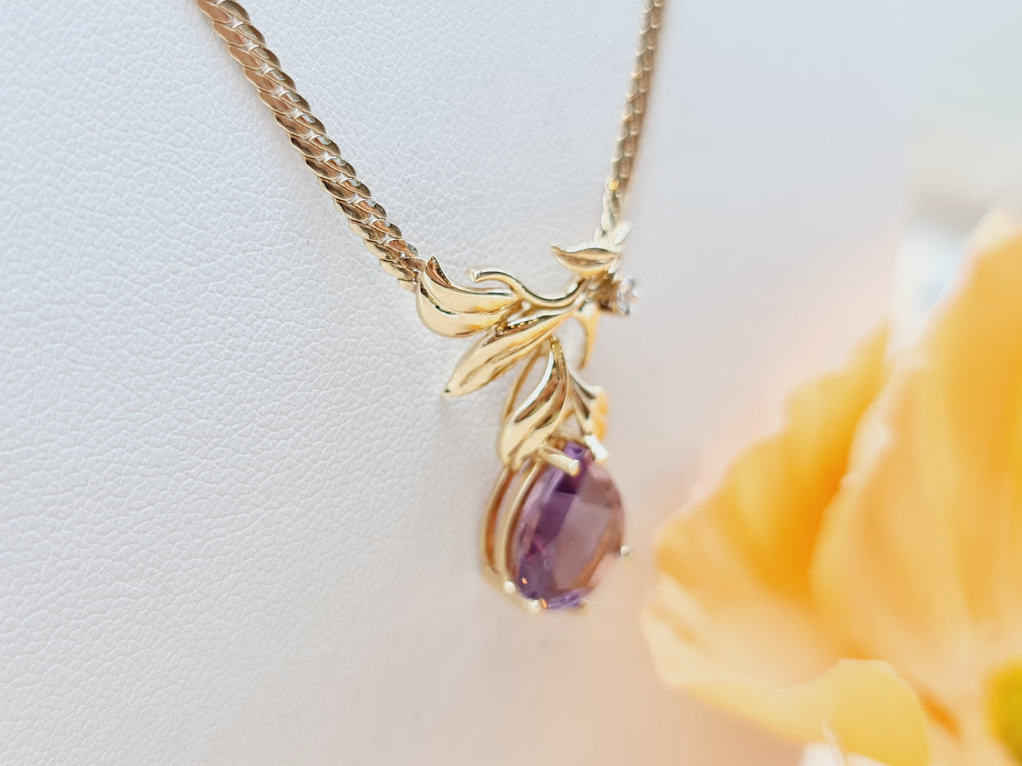 Vintage Collier Amethyst Brillant 333 8 KT Gold