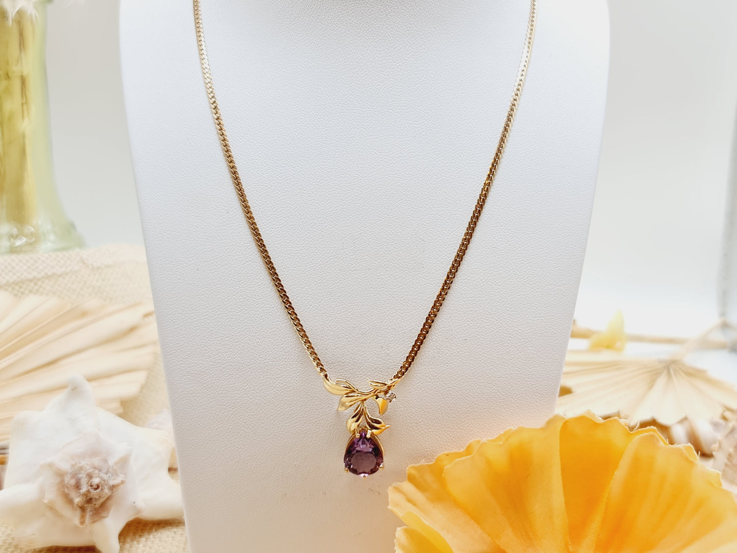Vintage Collier Amethyst Brillant 333 8 KT Gold