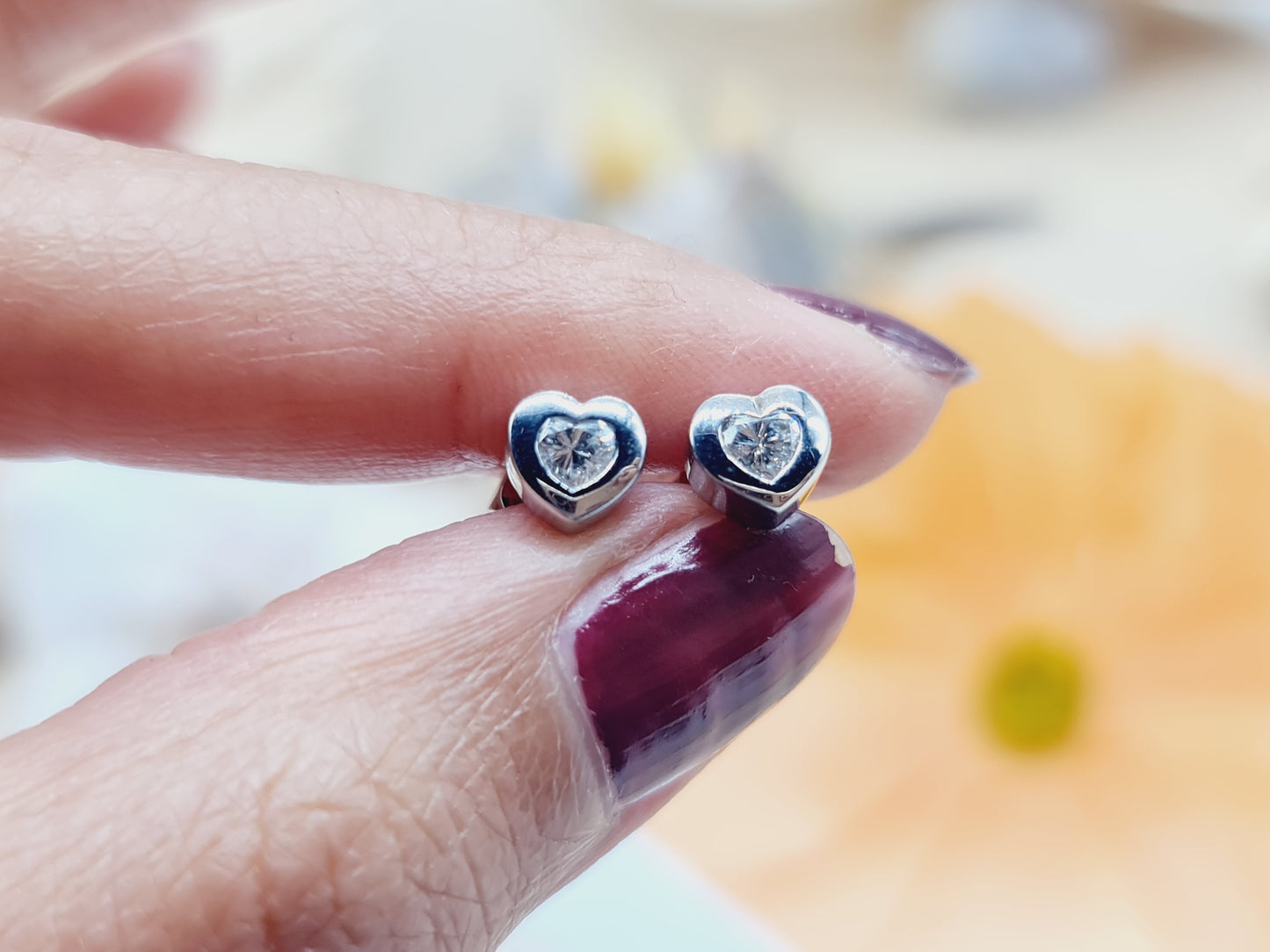 Ohrringe Ohrstecker Herz Diamanten 750 18 KT Weißgold