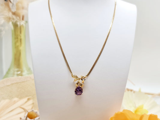 Collier Diamant Amethyst 333 8 KT Gold