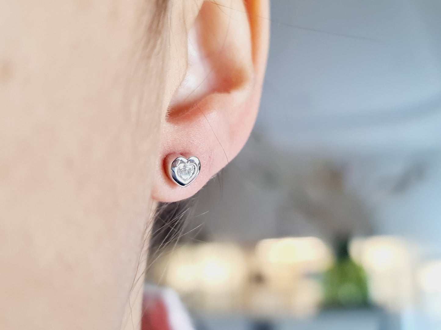Ohrringe Ohrstecker Herz Diamanten 750 18 KT Weißgold
