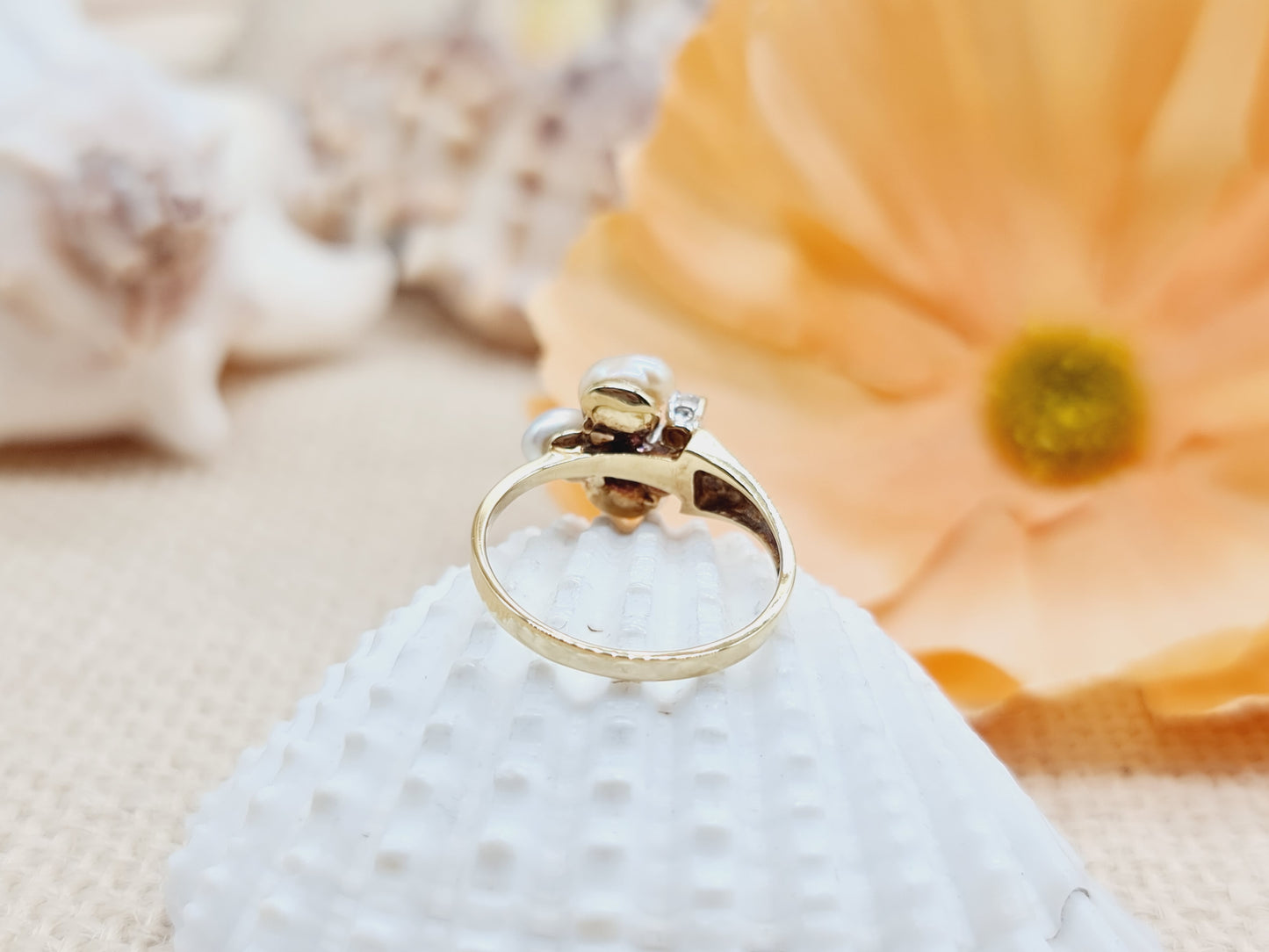 Ring Perlen Brillanten 585 14 KT Gold Gr. 53