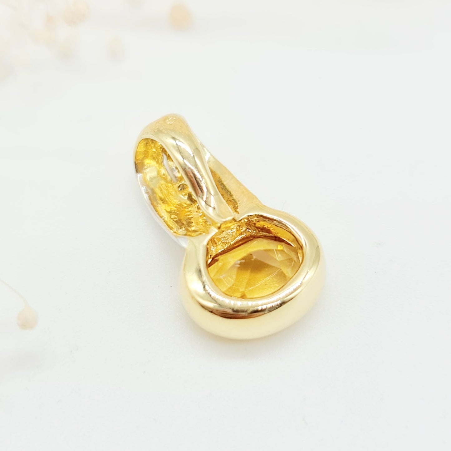 Anhänger aus 585 14 kt Bicolor Gelbgold Weißgold mit Brillanten und Zitrin