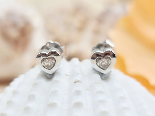 Ohrringe Ohrstecker Herz Diamanten 750 18 KT Weißgold