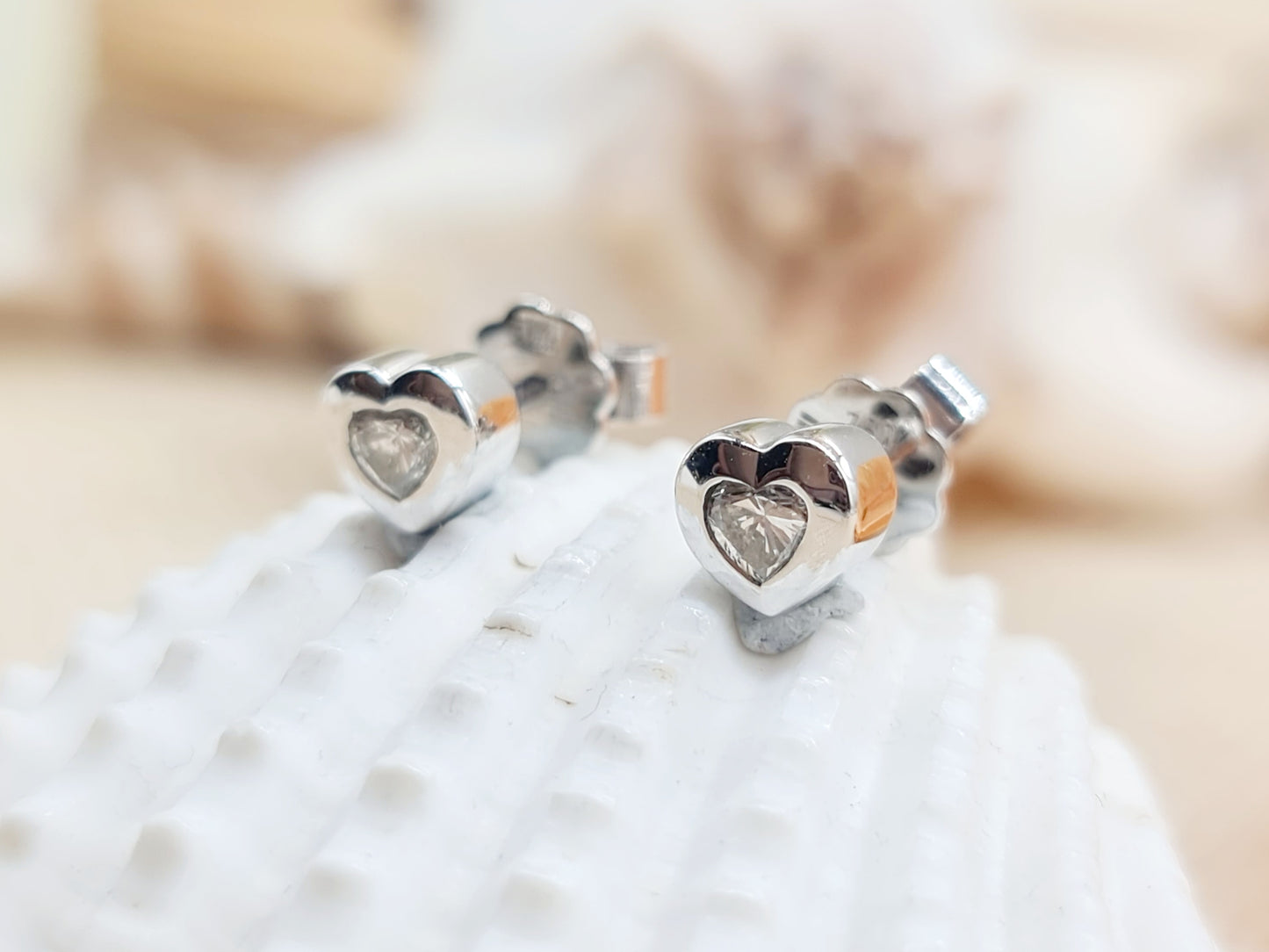 Ohrringe Ohrstecker Herz Diamanten 750 18 KT Weißgold