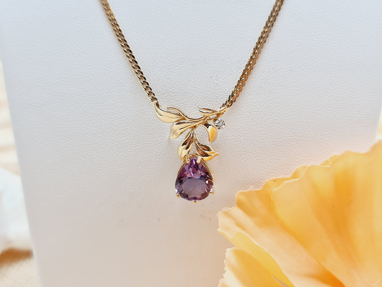 Vintage Collier Amethyst Brillant 333 8 KT Gold