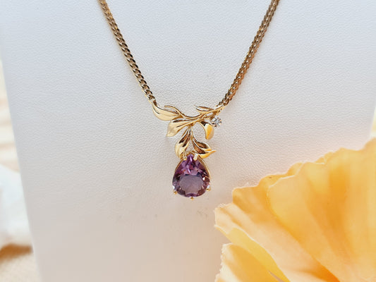 Vintage Collier Amethyst Brillant 333 8 KT Gold