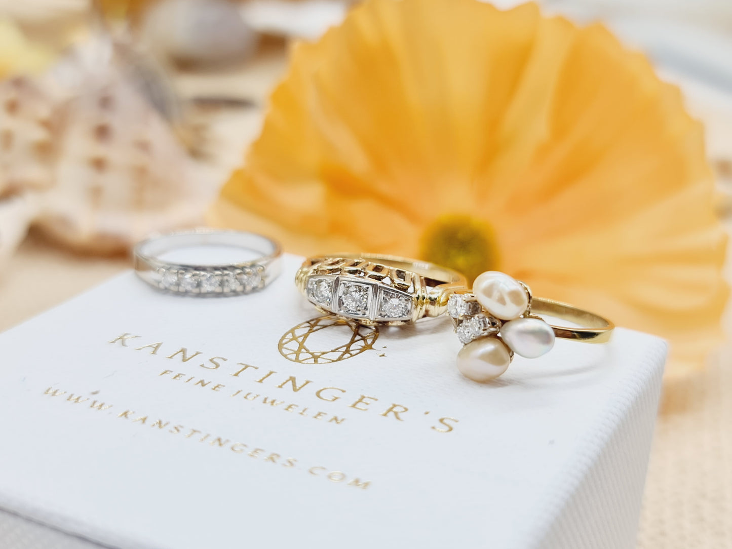 Ring Perlen Brillanten 585 14 KT Gold Gr. 53