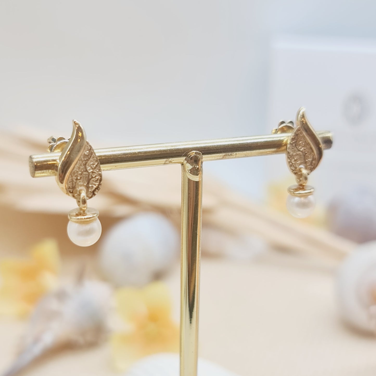 Ohrringe mit Perlenanhänger 585 14 KT Gelbgold