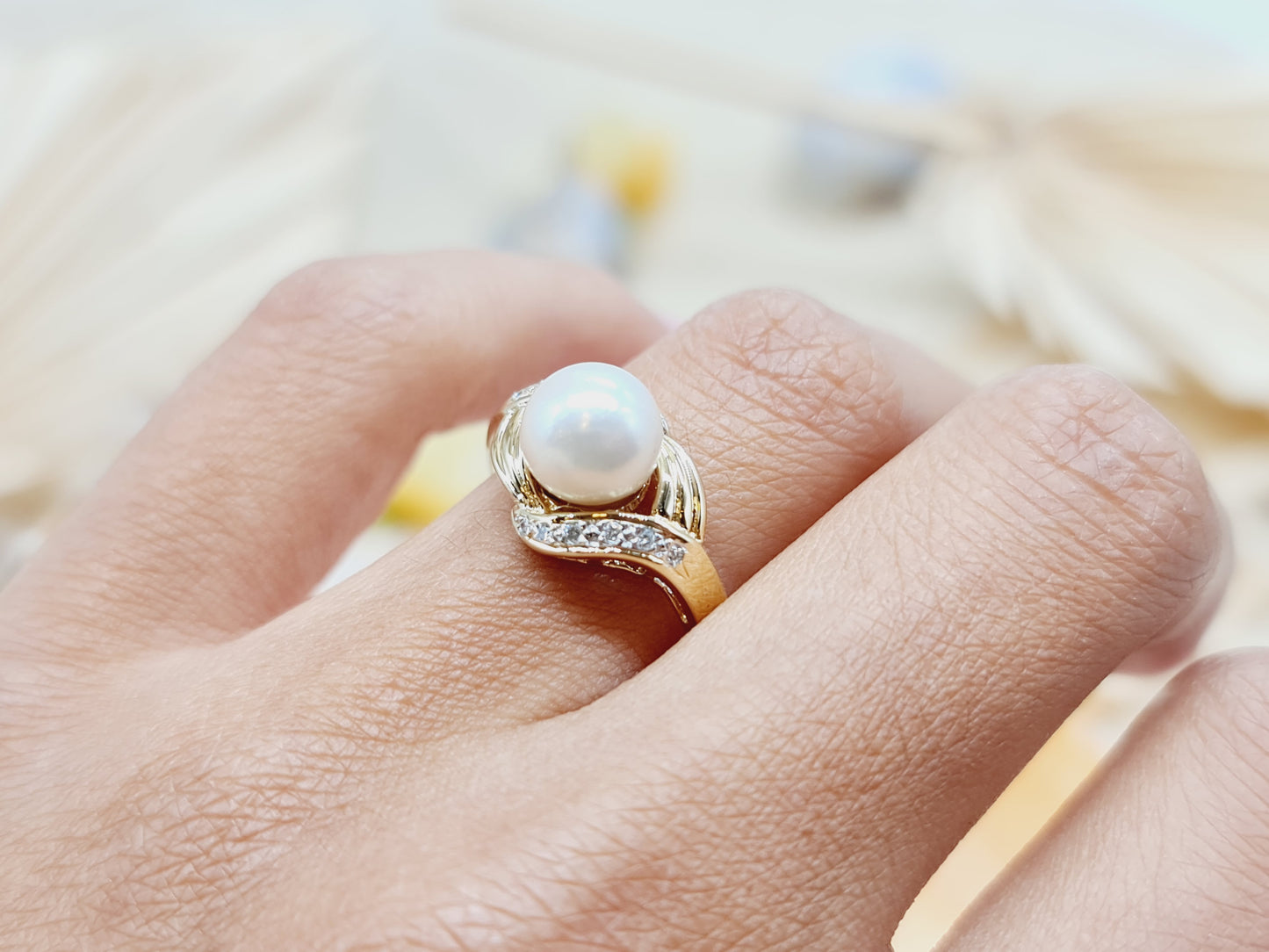Vintage Ring Perle Brillanten 585 14 KT Gold