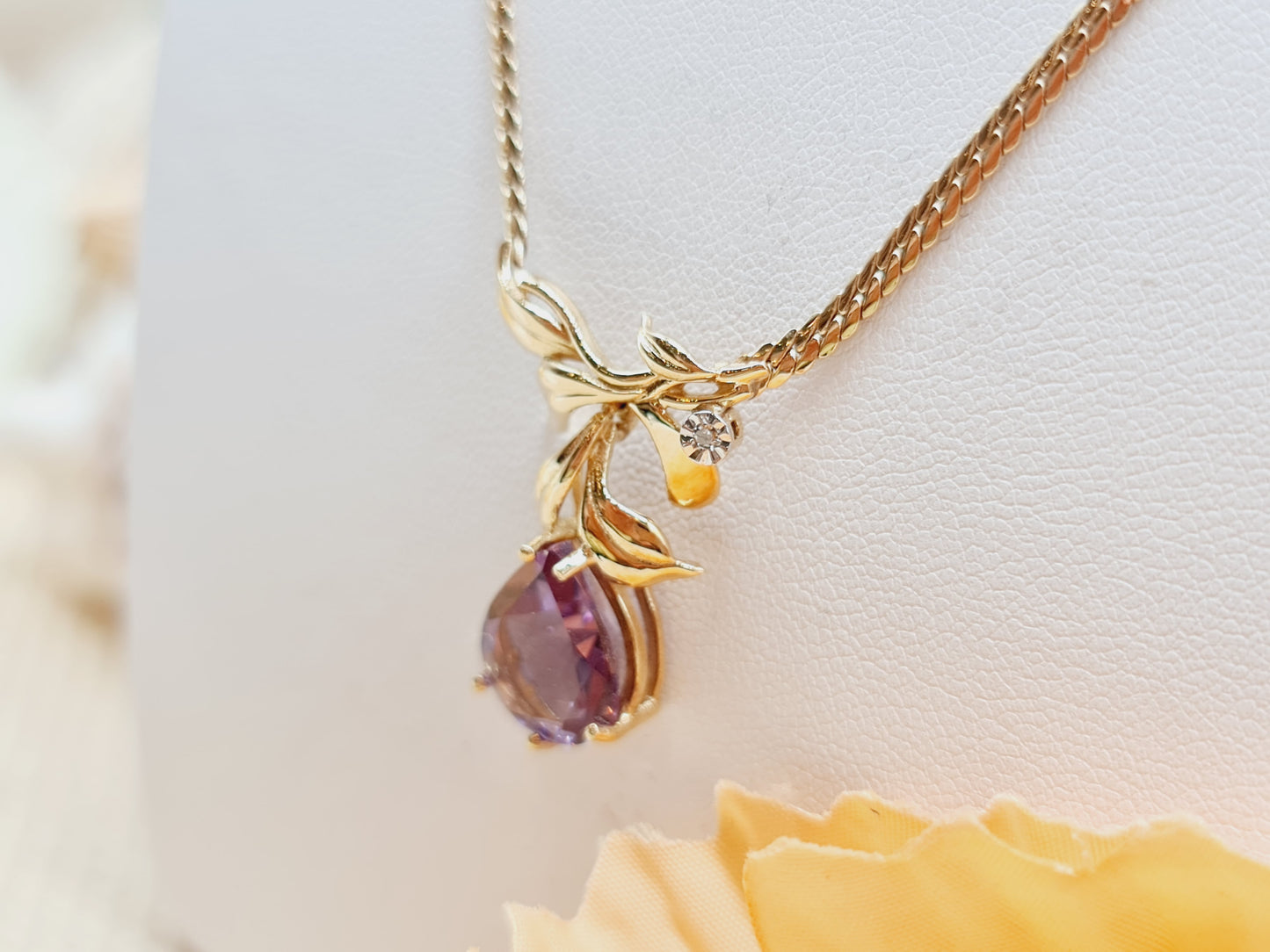 Vintage Collier Amethyst Brillant 333 8 KT Gold