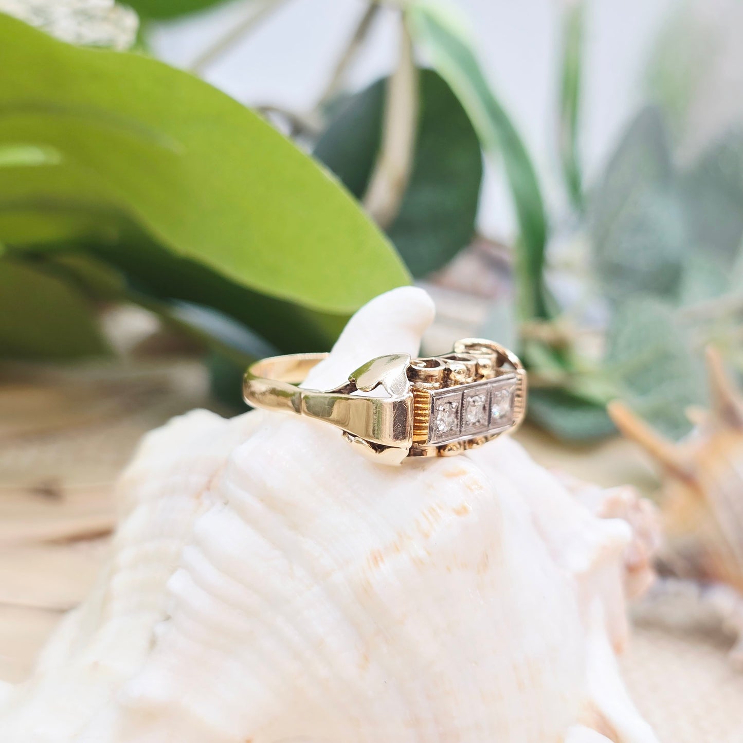 Ring Gold BC 585 14kt 3 Brillanten Gr: 55