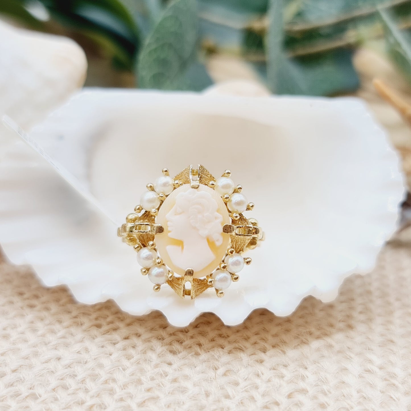 Ring Gemme / Perlen 750 18 KT Gold Gr. 58