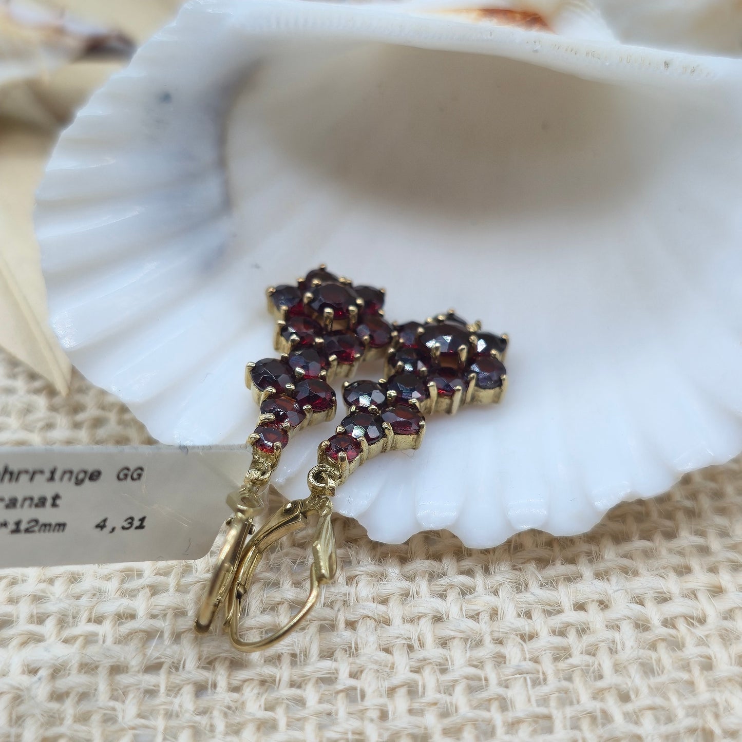 Gold Ohrringe 333 8kt Granat