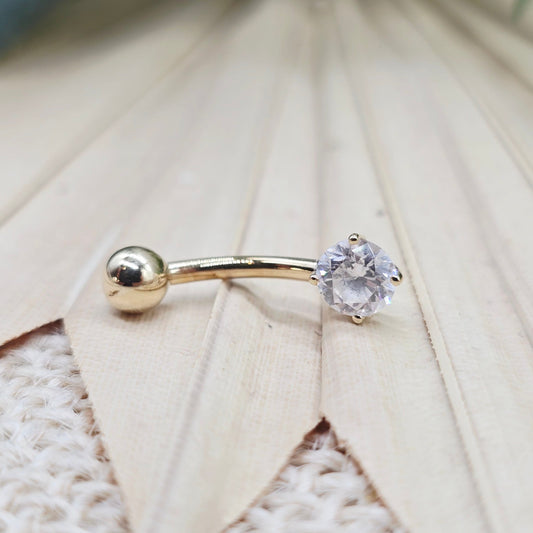 Gold Bauchnabel-Piercing 417 10kt Zirkonia Gr: 19*6mm