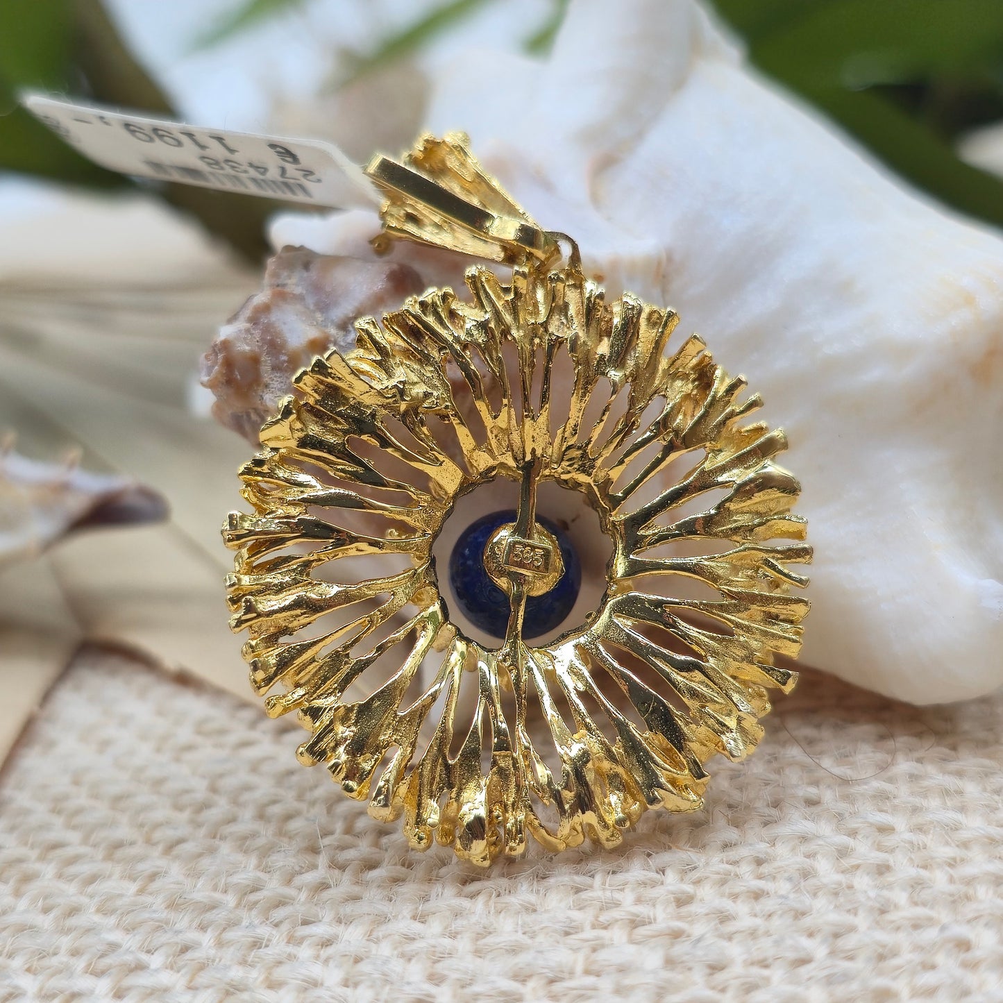Gold Anhänger 585 14kt Sonne Lapislazuli