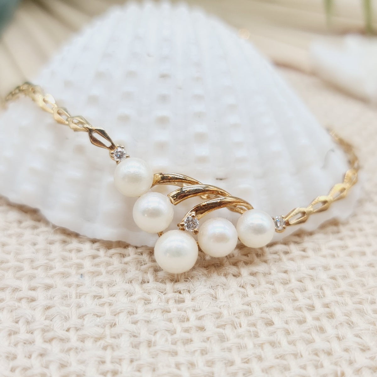 Collier Gold 750 18kt Perlen 3 Brillanten 2,3mm und 43cm
