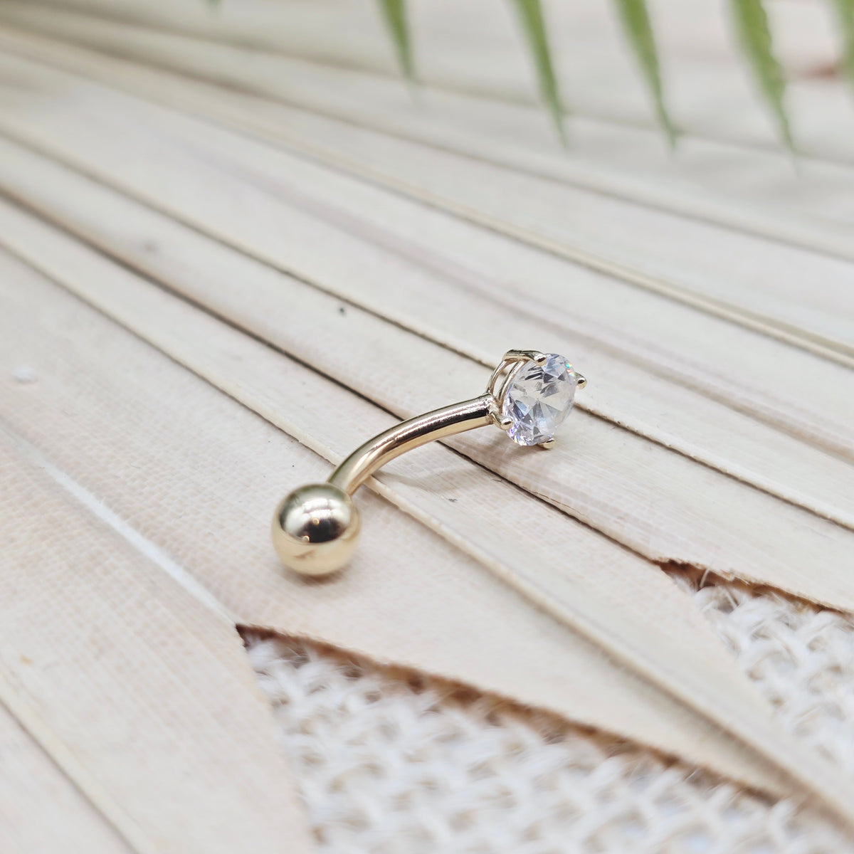 Gold Bauchnabel-Piercing 417 10kt Zirkonia Gr: 19*6mm