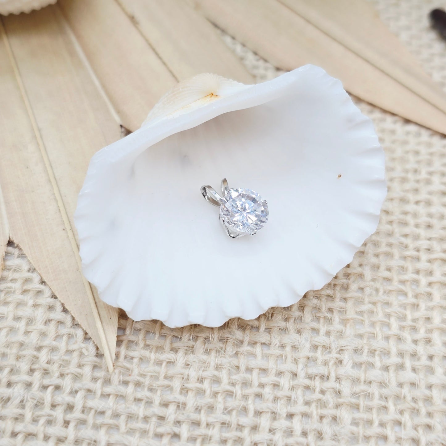 Anhänger Weißgold 375 9kt Solitär Zirkonia Gr: 12*8mm