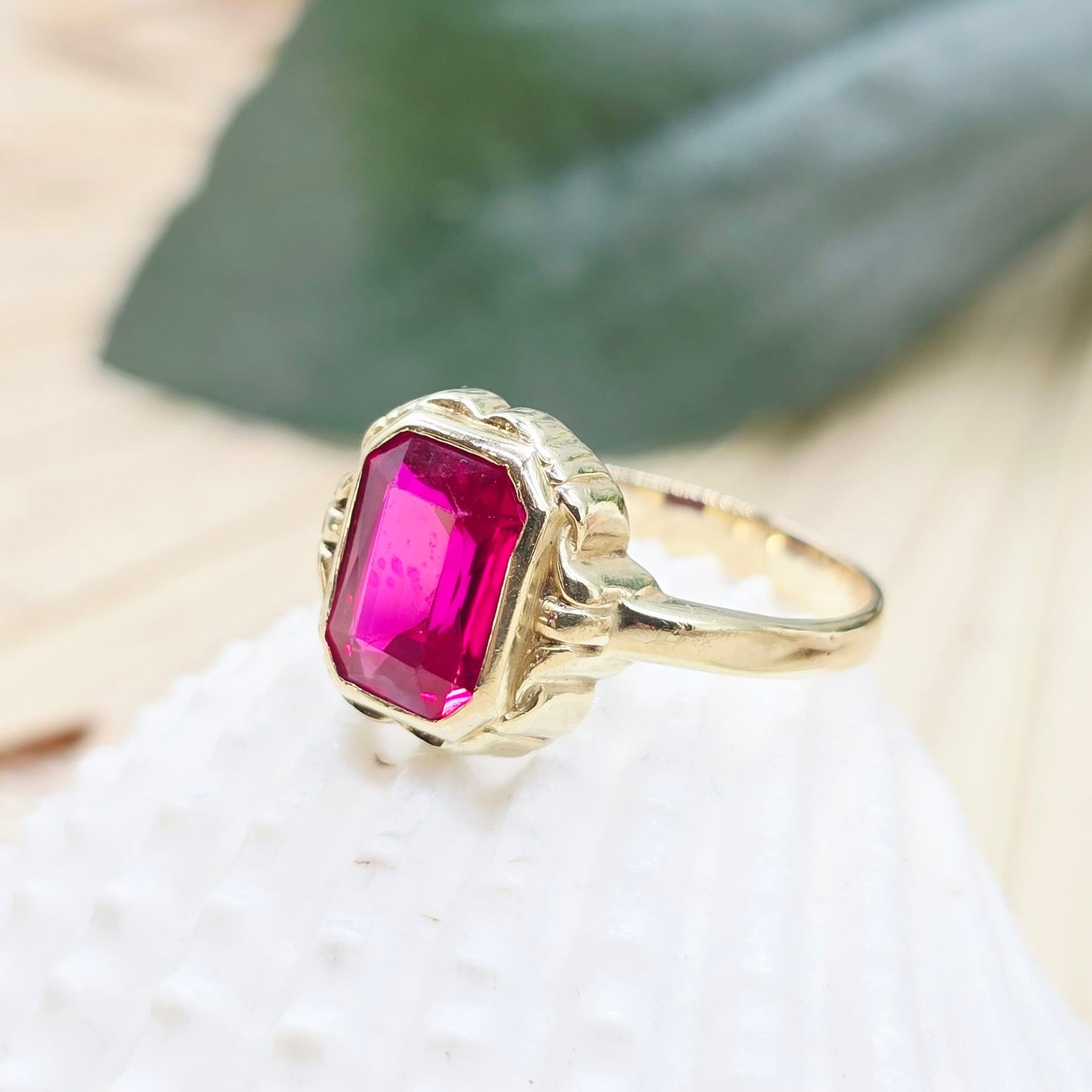 Ring 585 14 KT Gold roter Spinell Gr. 59 (18,8mm)
