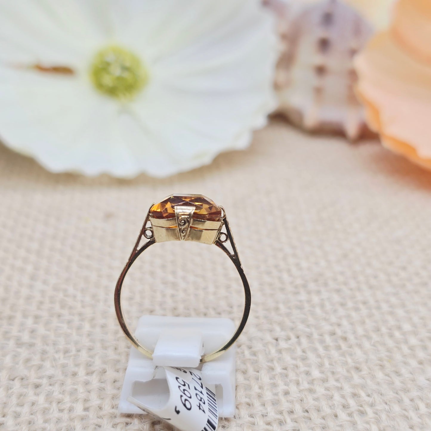 Ring Citrin 585 14 KT Gold Gr. 57