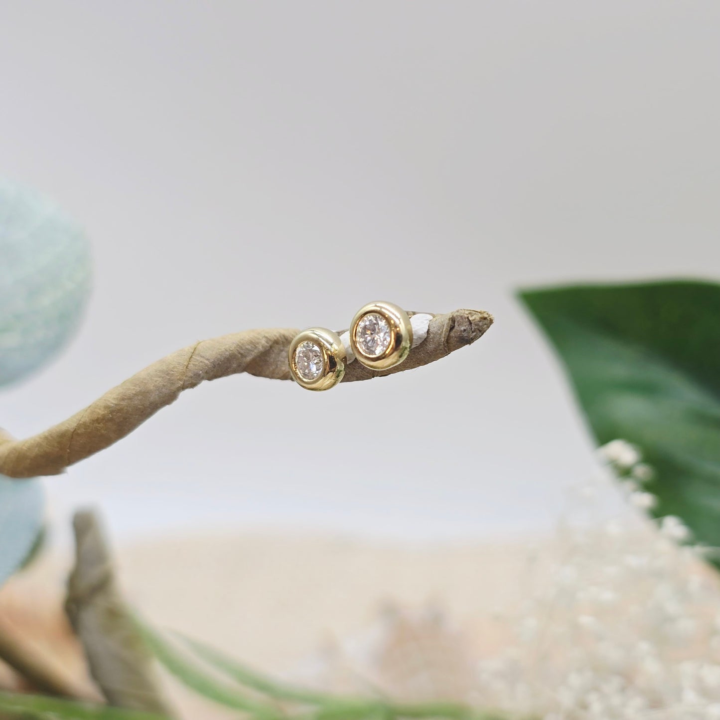 Ohrstecker mit Solitär Brillanten ca. 0,20ct aus 585 14kt Gelbgold