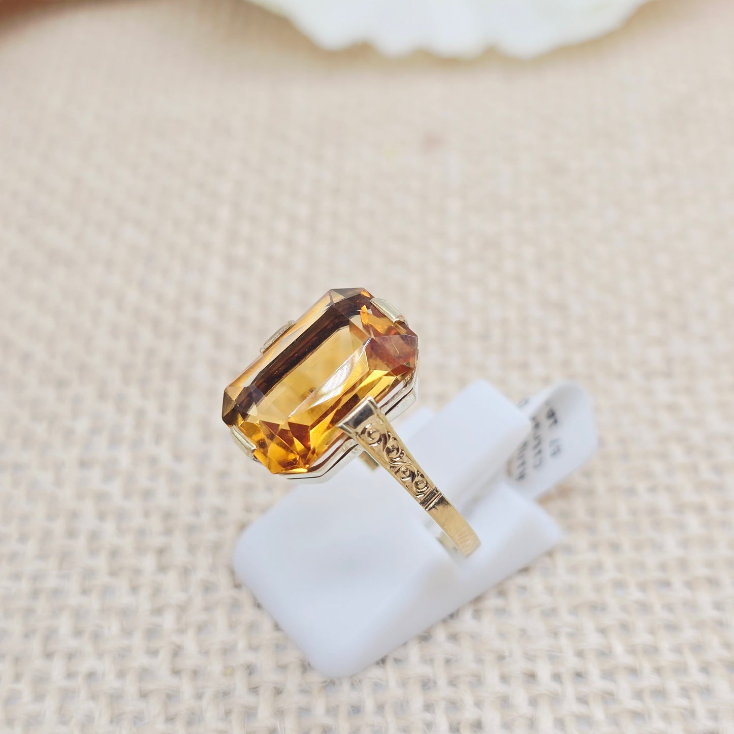 Ring Citrin 585 14 KT Gold Gr. 57