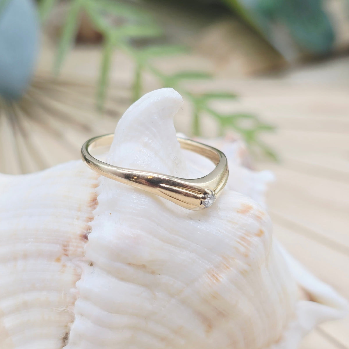 Gold Ring 1 Brillant 0,02ct 585 14KT Gold Gr: 55 (17,5mm) 1,43g
