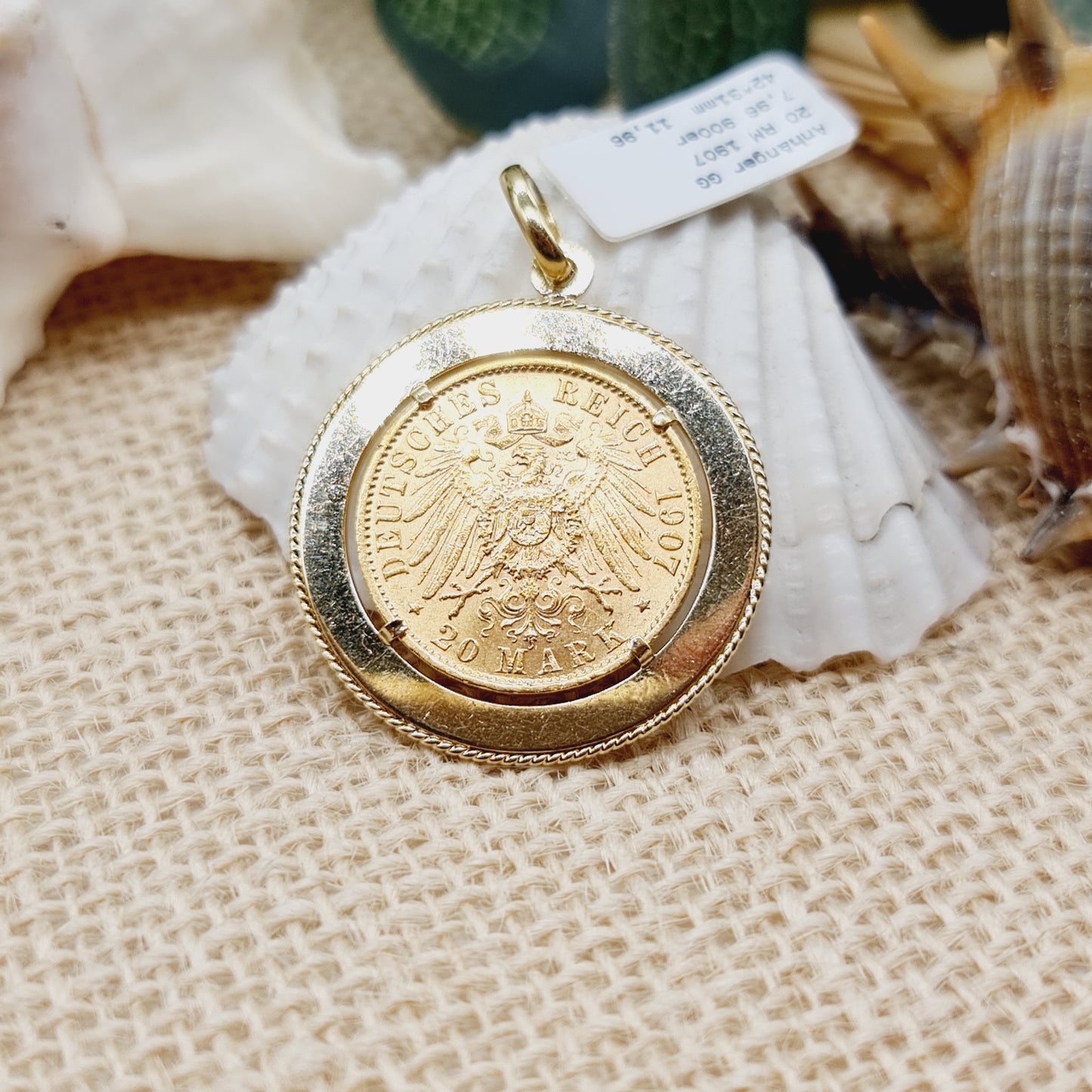 Anhänger Gold RM 900er 1907 Fassung 585 14kt 11,96g