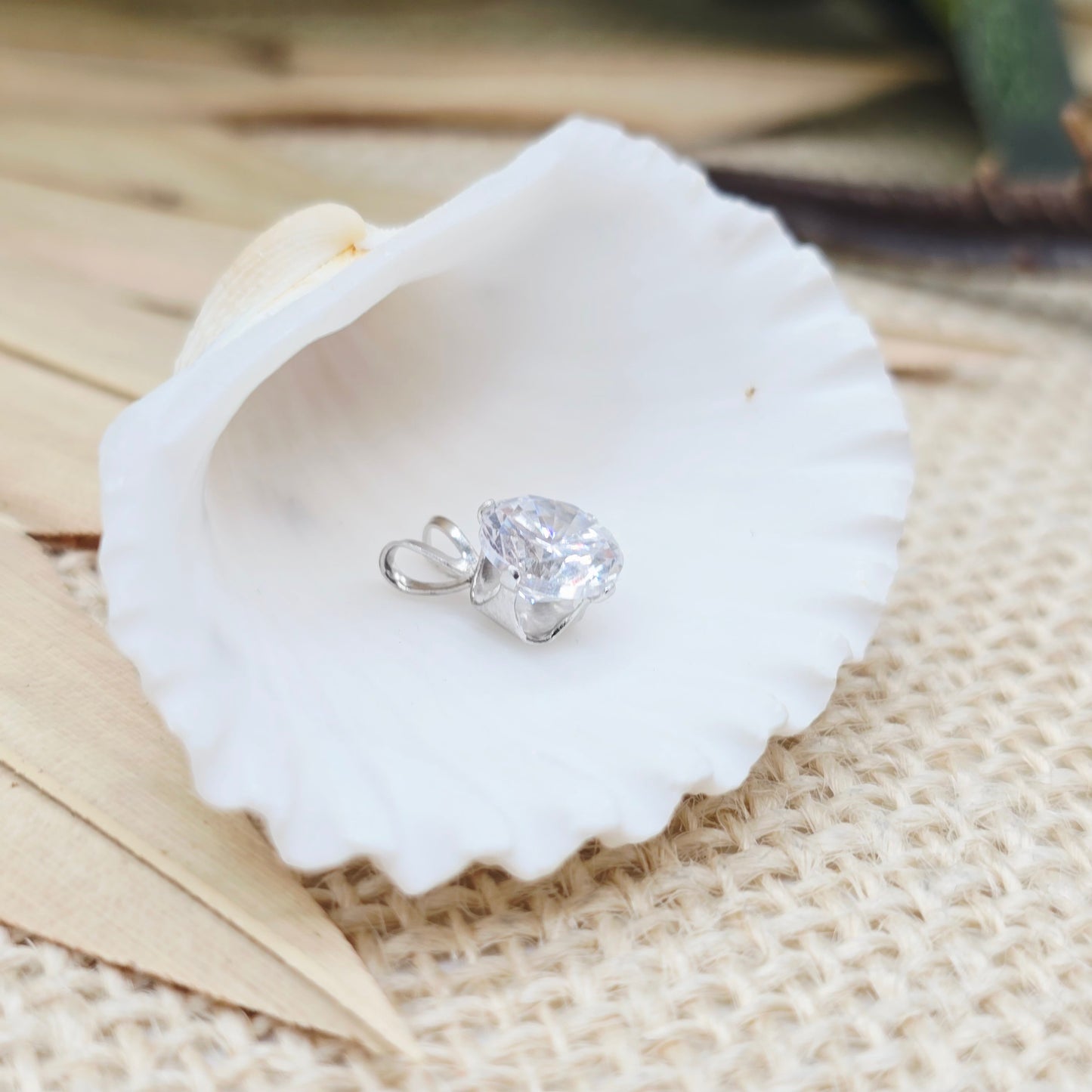 Anhänger Weißgold 375 9kt Solitär Zirkonia Gr: 12*8mm