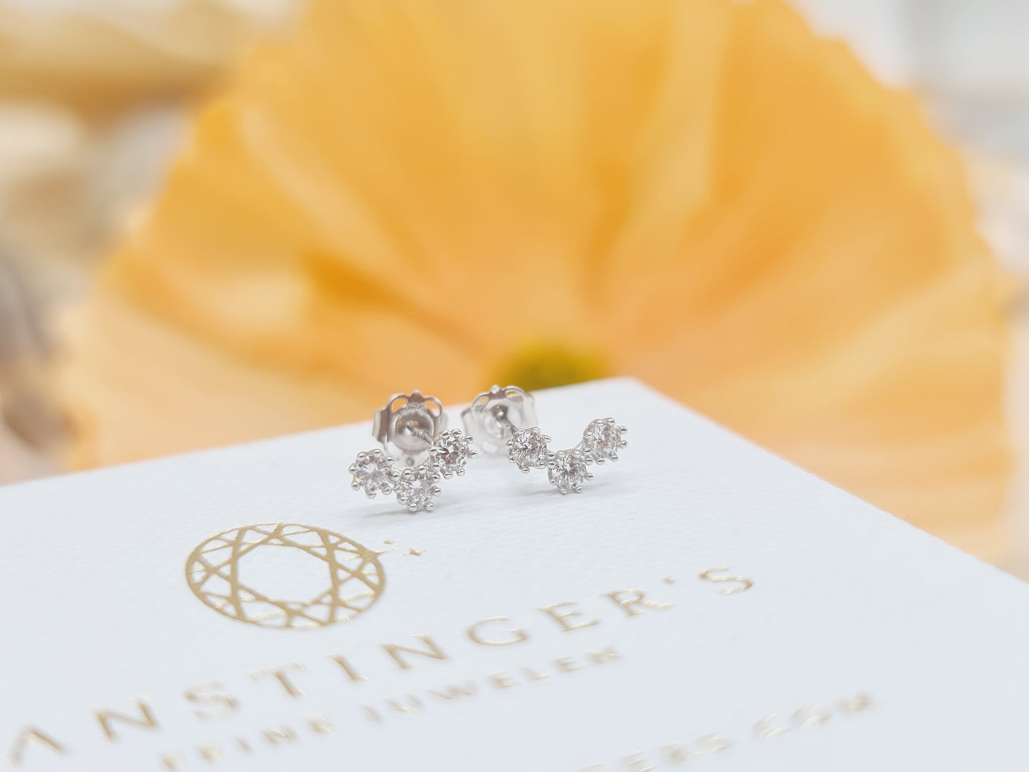 Ohrringe Ohrstecker Zirkonia 375 9 KT Weißgold