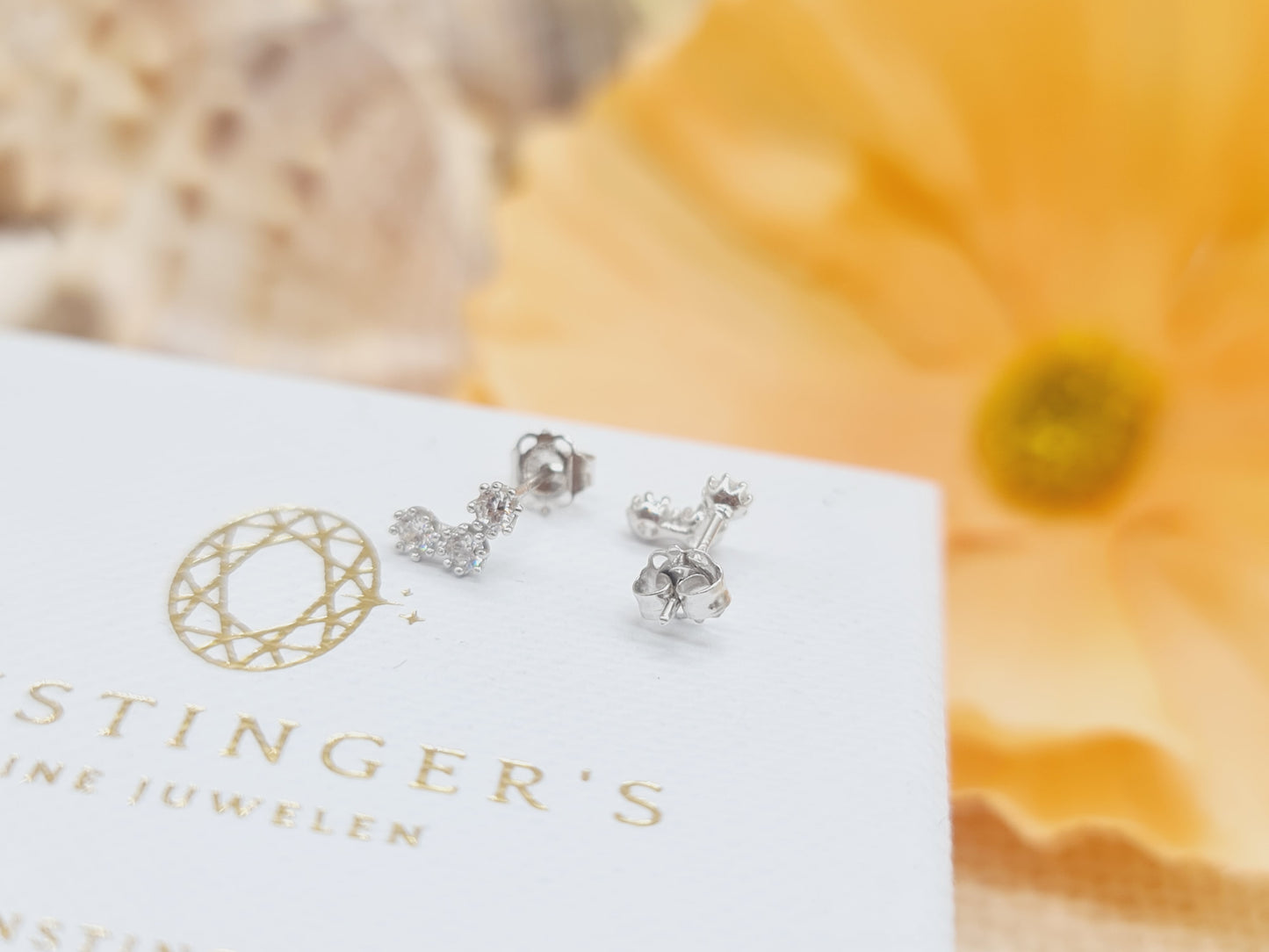 Ohrringe Ohrstecker Zirkonia 375 9 KT Weißgold