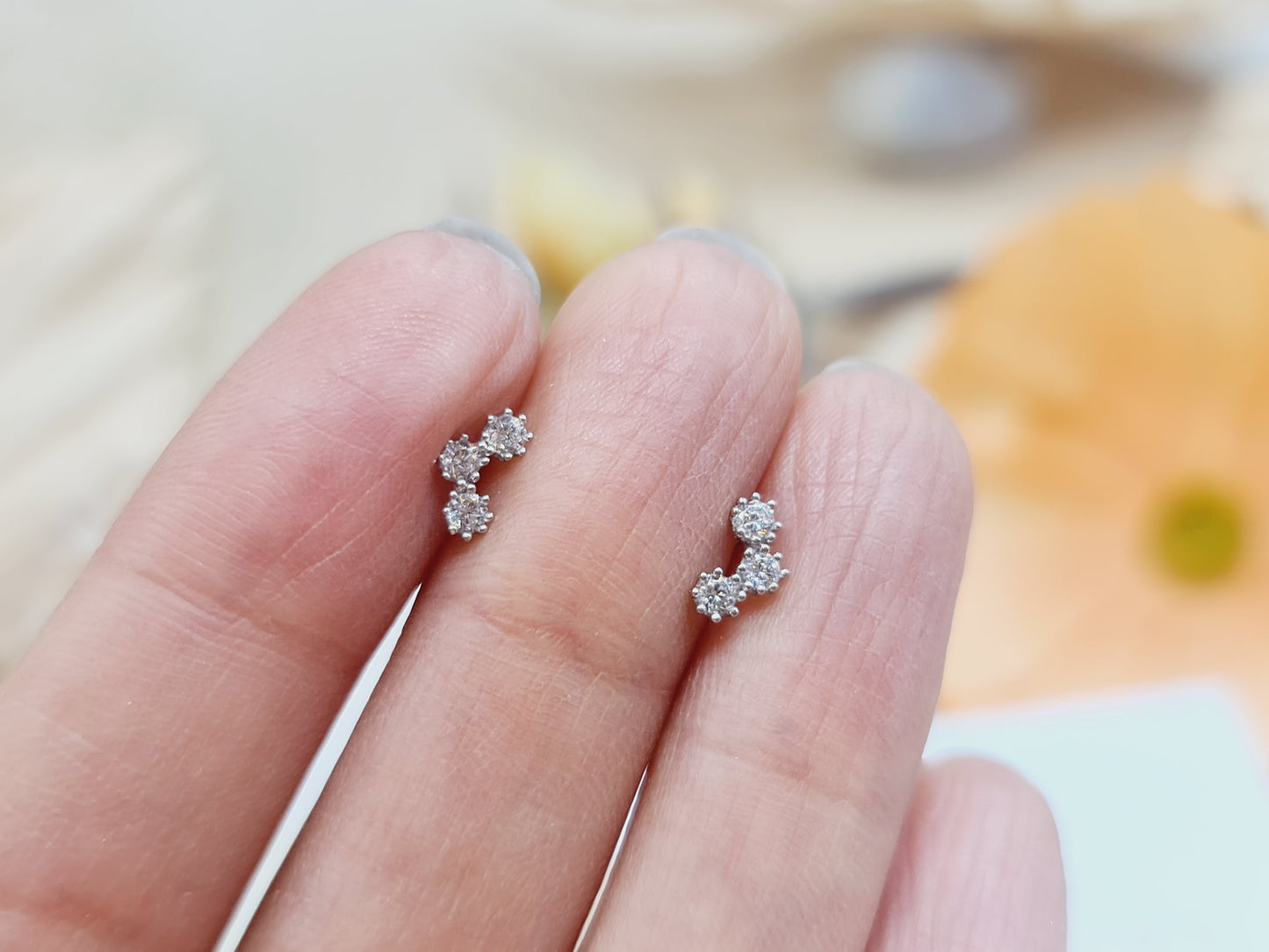 Ohrringe Ohrstecker Zirkonia 375 9 KT Weißgold