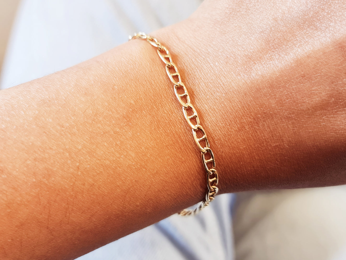 Armband Stegpanzer 3,8mm 20cm 750 18 KT Gold